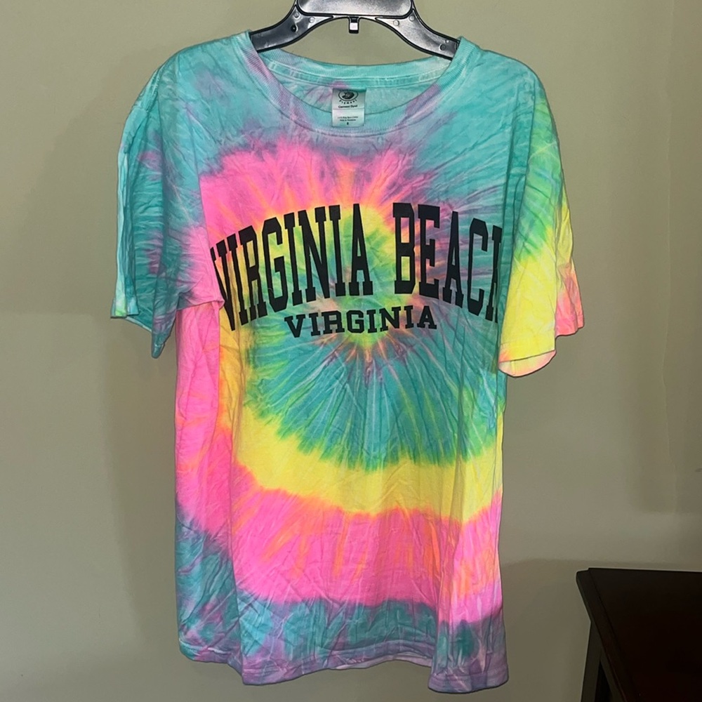 Tie Dye 100% Ring Spun Dyed Cotton Virginia Beach Short Sleeve Tshirt.